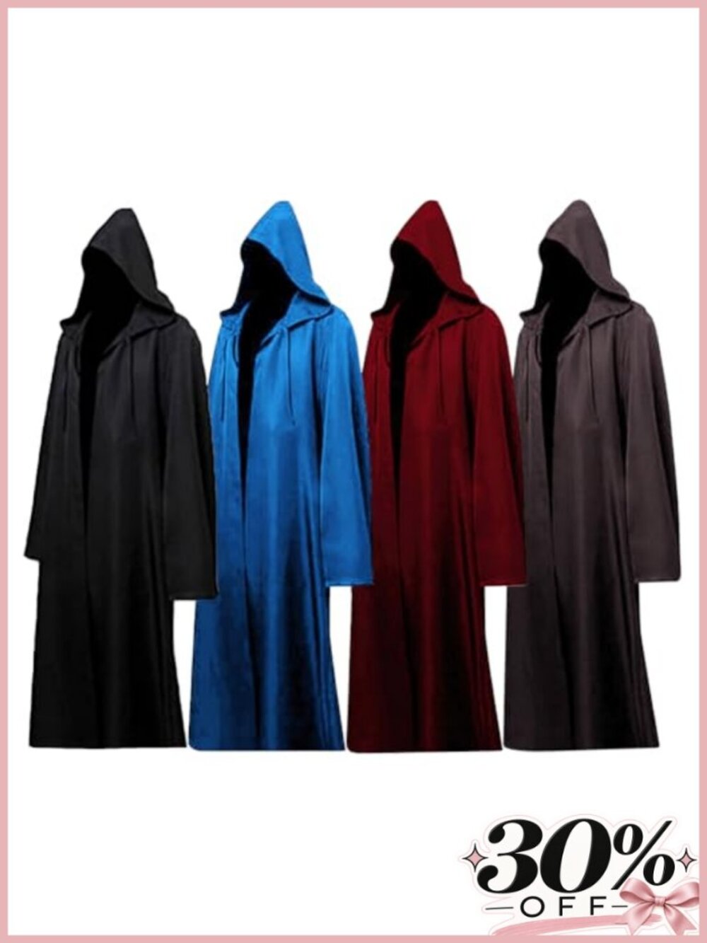 Hooded Tunic Robe Adult Wizard Monk Priest Cloak Halloween Cosplay